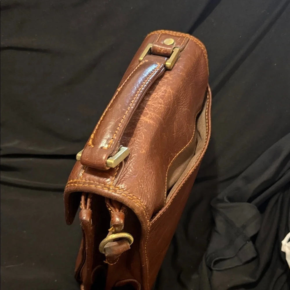 Etrier men's shoulder bag cognac, brown Leather Messenger Bag